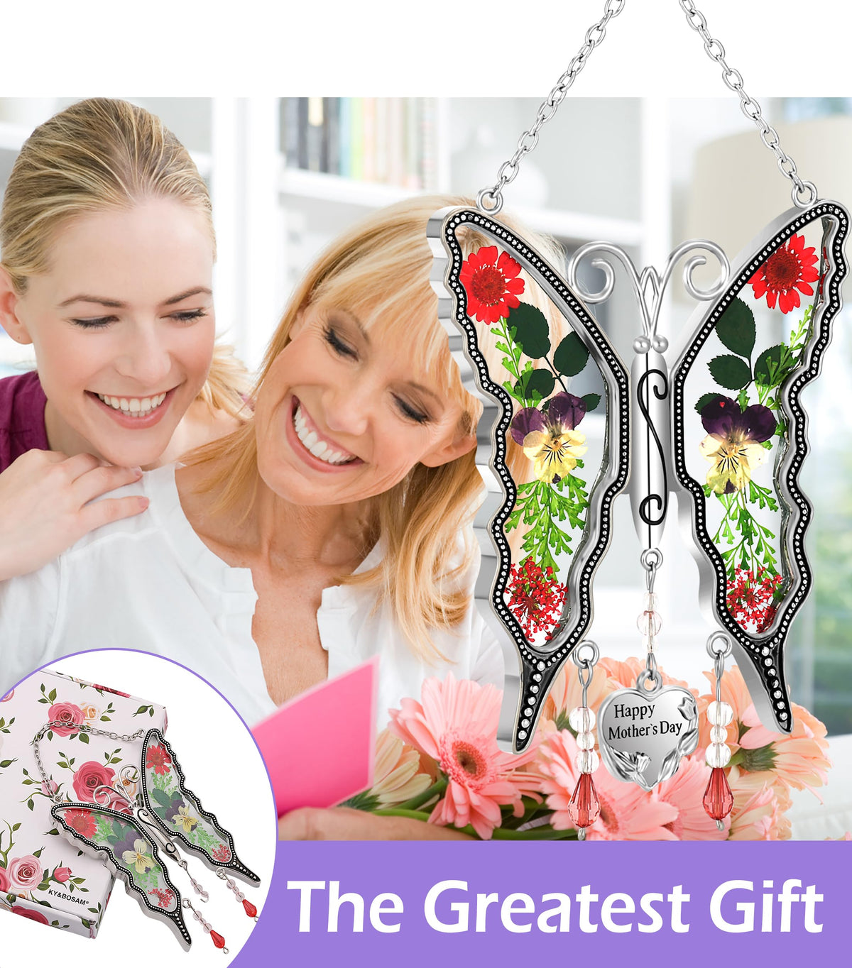 KY&BOSAM pressed flower suncatcher captures natural texture
