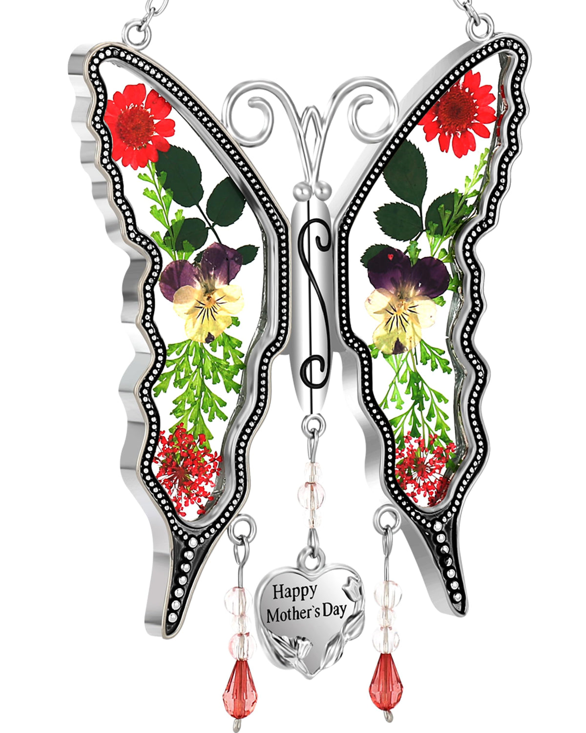 KY&BOSAM butterfly suncatcher in window adds warm light and color
