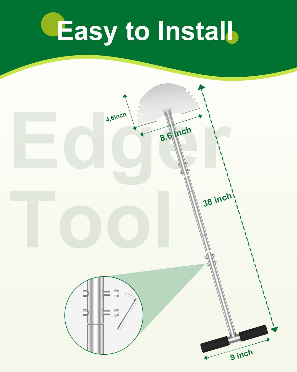KYEEN-TOOLS edger includes gloves for hand protection.