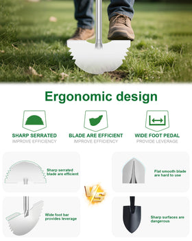KYEEN-TOOLS ergonomic T-handle reduces hand fatigue during edging.