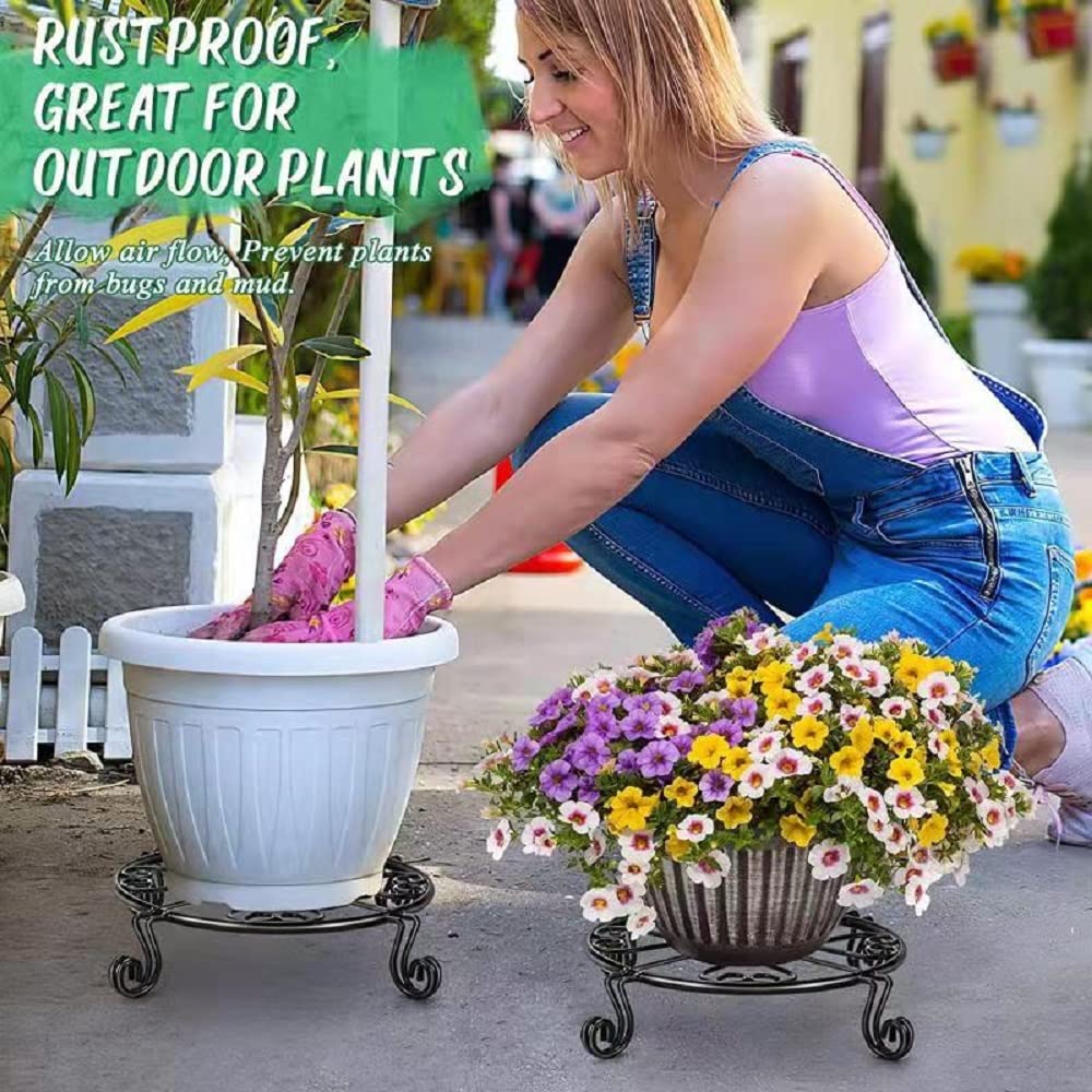 Kylinbigda heavy-duty iron stand close-up shows durable construction for large pots.
