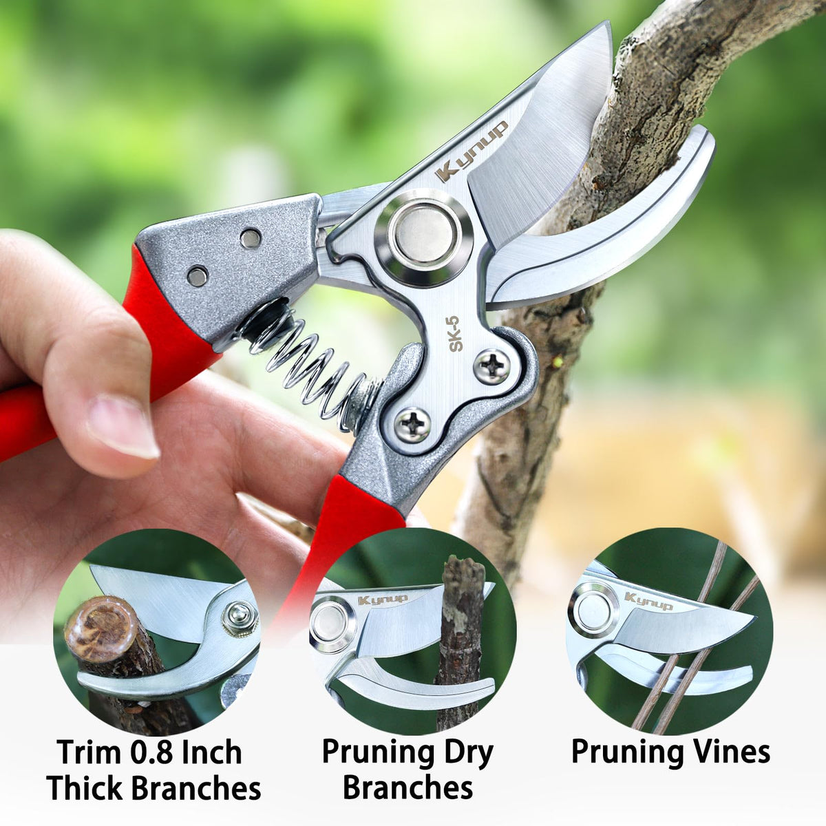 Kynup pruning shears 1-inch cutting capacity shows versatile garden use