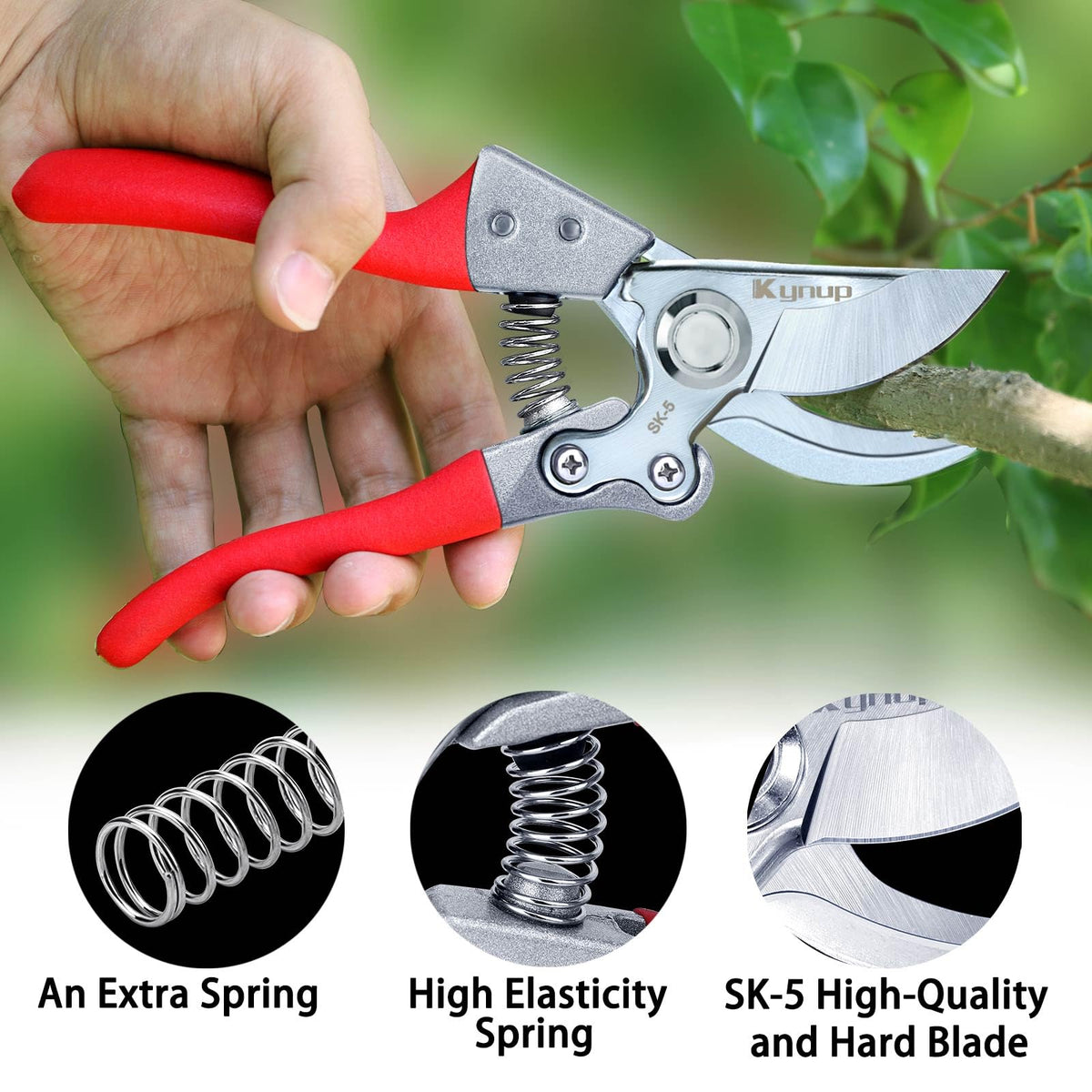 Kynup pruning shears ergonomic handle reduces hand fatigue during long pruning