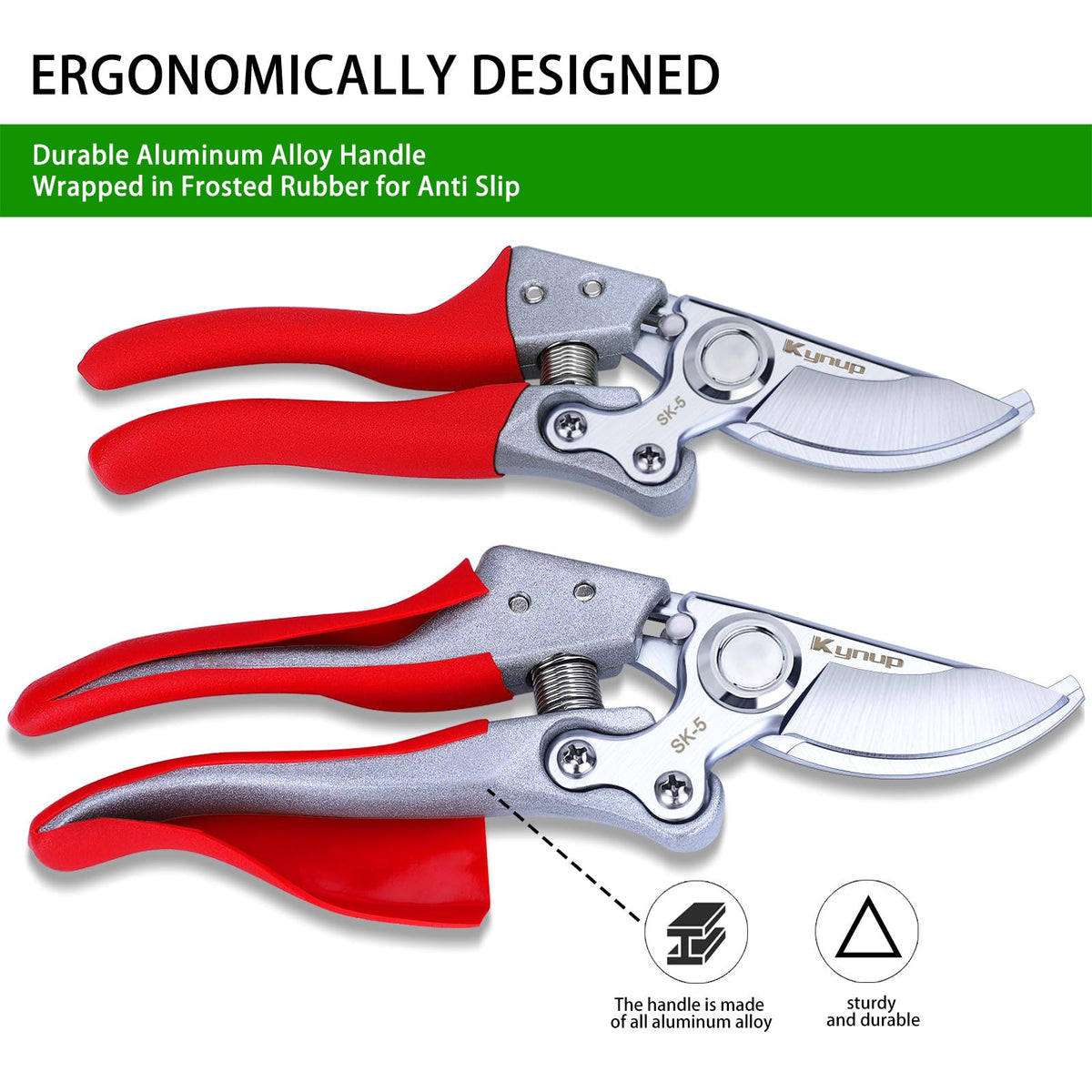 Soft silicone matte handle provides comfortable, anti-slip grip