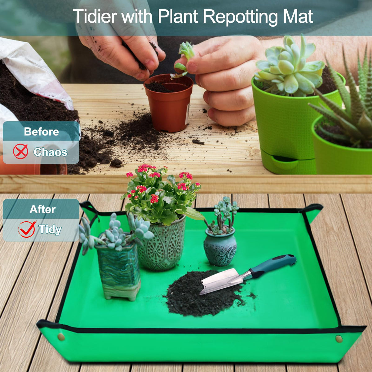Kynup repotting mat keeps pots clean during transplanting