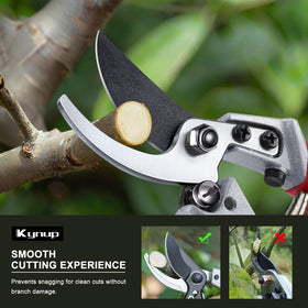 Kynup anti-jam safety lock protects fingers during pruning.