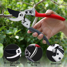 Kynup pruner demonstrates elastic spring reducing effort.
