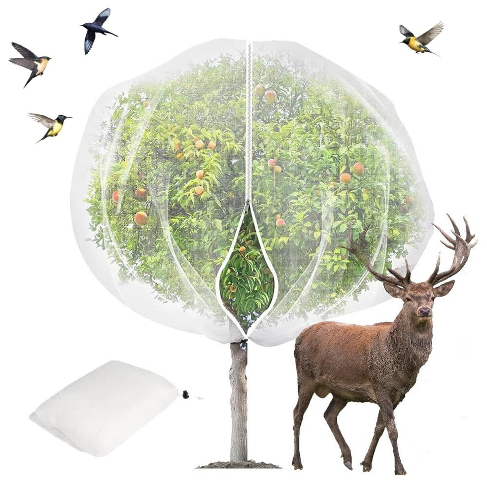 KYRGEU fruit tree netting with zipper and drawstring protects trees from birds