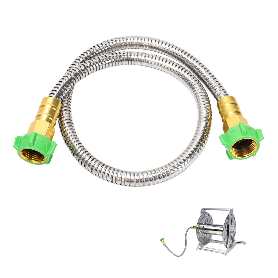 Kytvl 3ft short garden hose female-to-female connector for easy hose reel setup