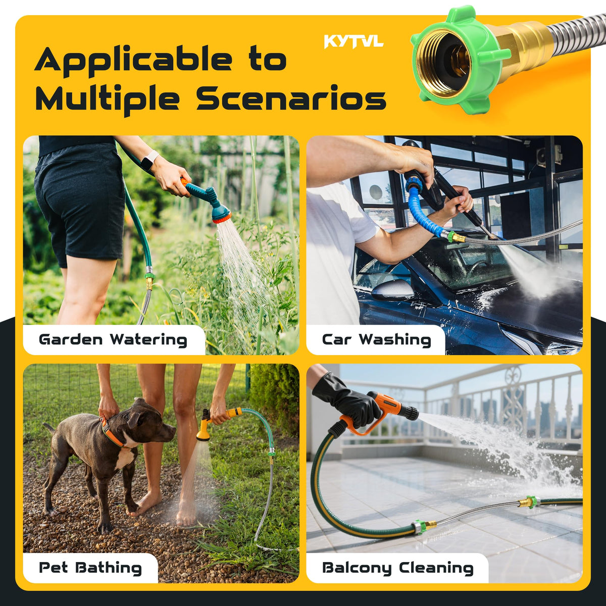 Kytvl compact hose for patio use makes cleaning tasks simpler.