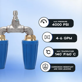 Kytvl Dual Turbo Nozzle 1/4-inch quick connect for easy tool-free attachment.