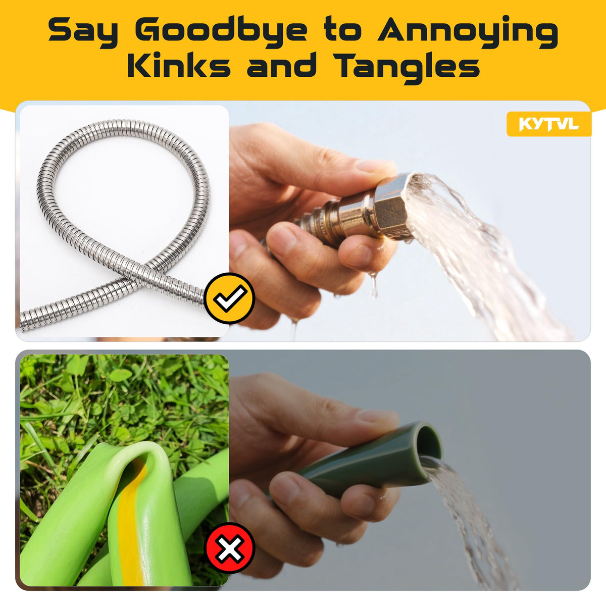 Kytvl outdoor multiuse hose is ideal for watering gardens, pets, and cars.