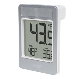 La Crosse 314-519 battery-operated window-mounted thermometer for inside-outside readings.