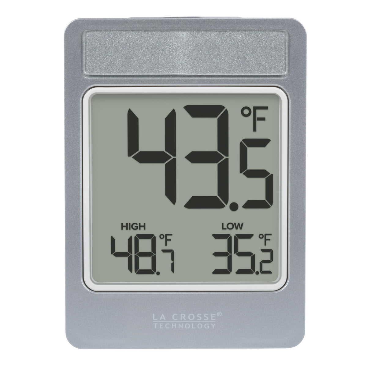 La Crosse 314-519 transparent LCD display for easy outdoor temperature viewing.