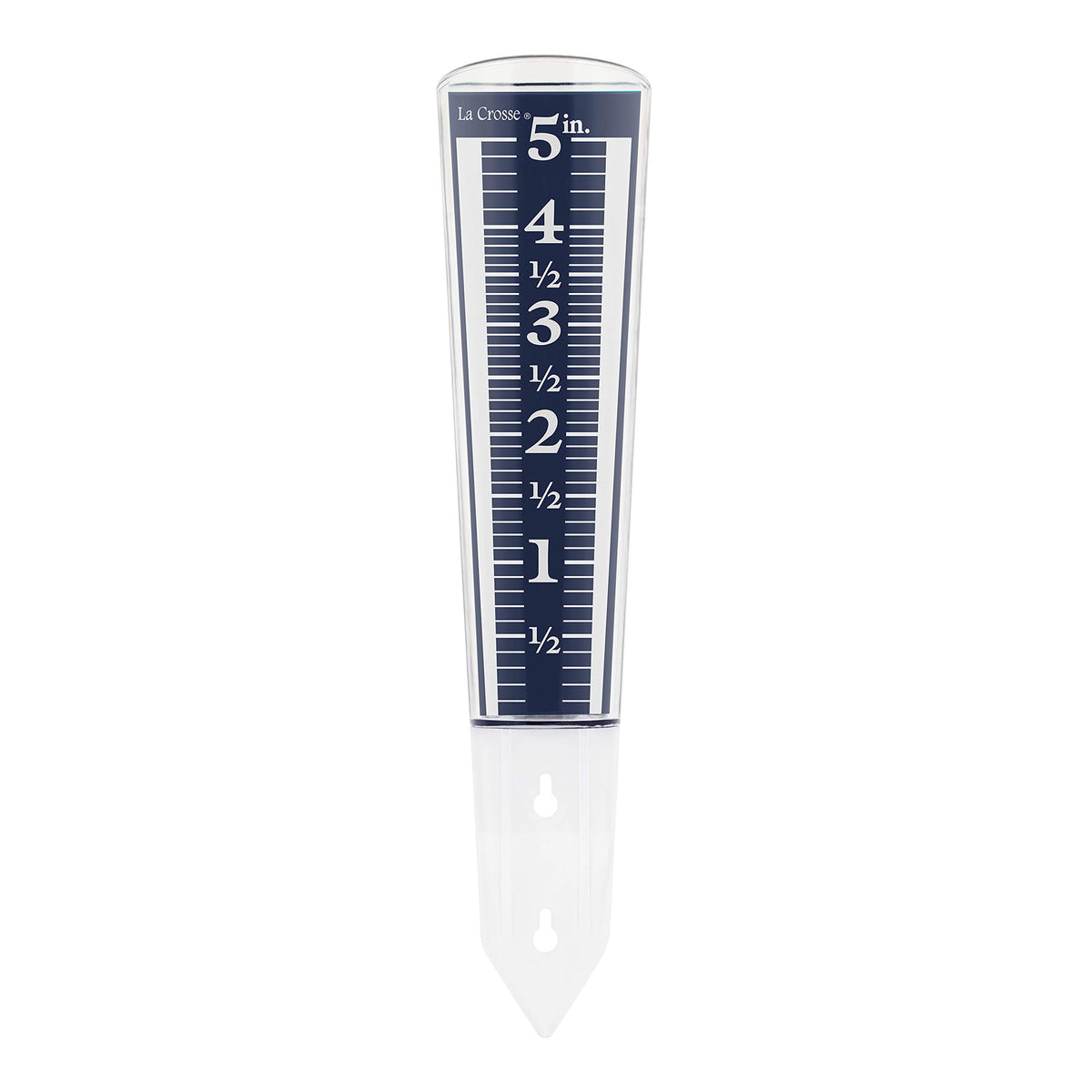 La Crosse 704-1531 front view of large magnifying rain gauge for quick backyard readings