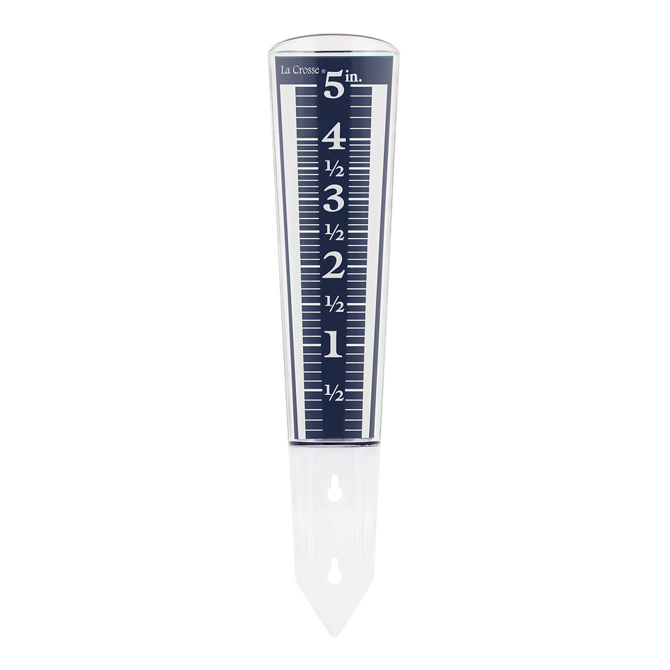 La Crosse 704-1531 front view of large magnifying rain gauge for quick backyard readings