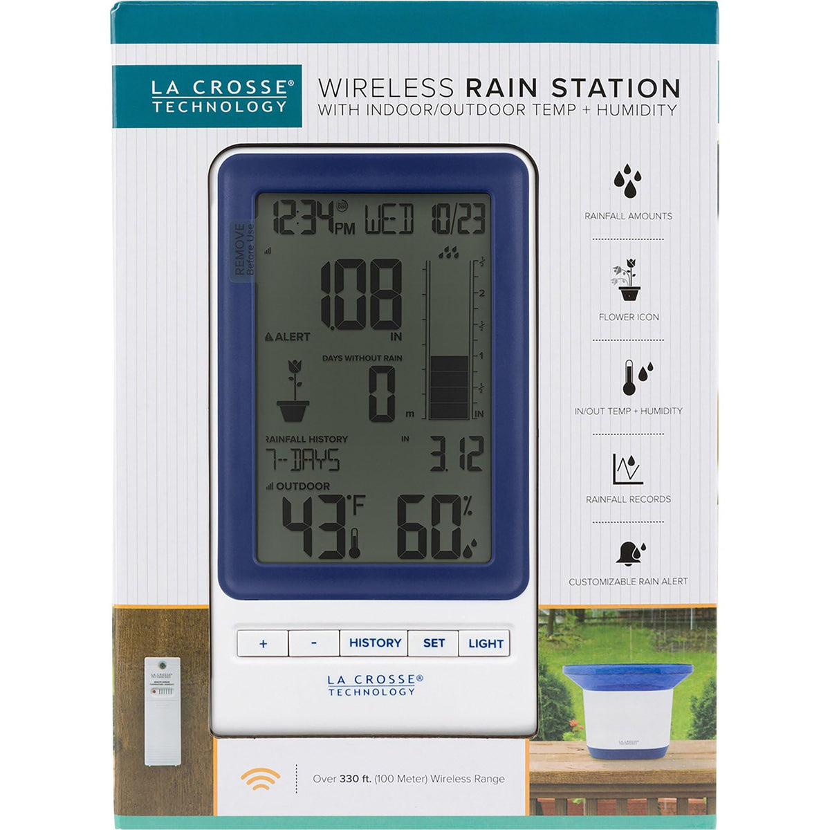 La Crosse 724-1415BL backlight display improves readability at night
