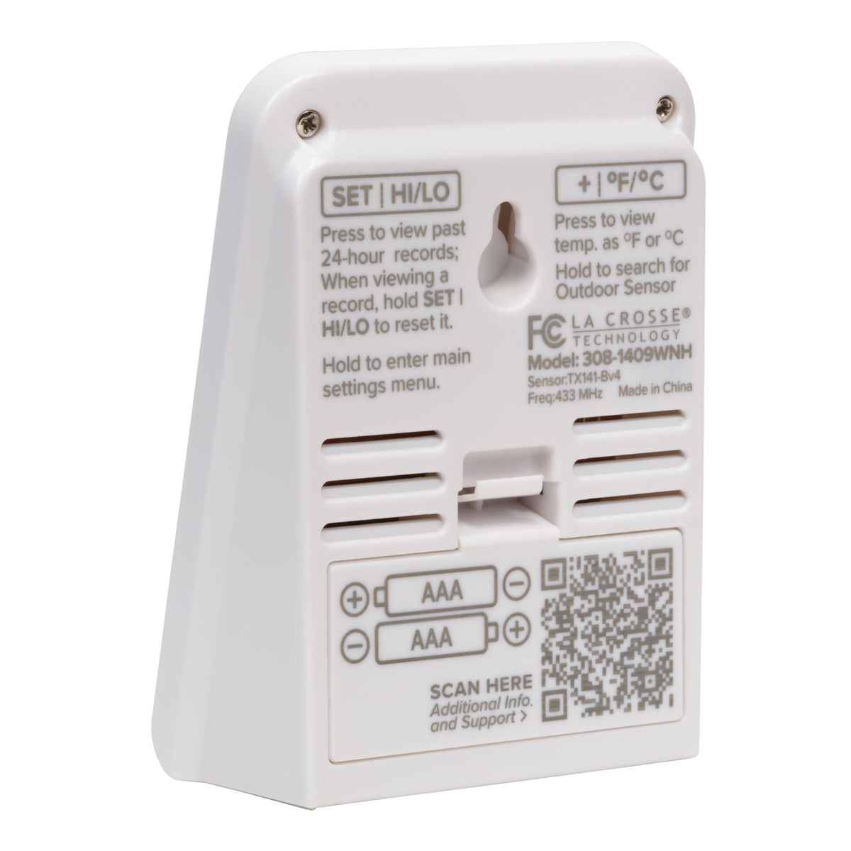 La Crosse Technology 308-1409WNH-CBP trend arrows indicate warming or cooling tendencies.