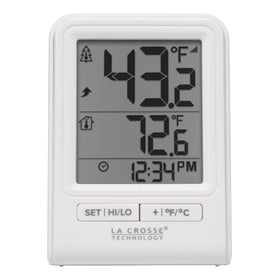 La Crosse Technology 308-1409WNH-CBP indoor/outdoor temps view with decimal option for accuracy.