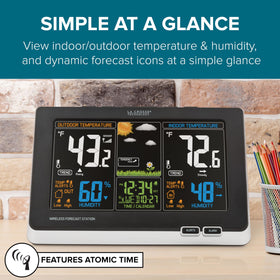 La Crosse atomic time display keeps date and time accurate with automatic DST