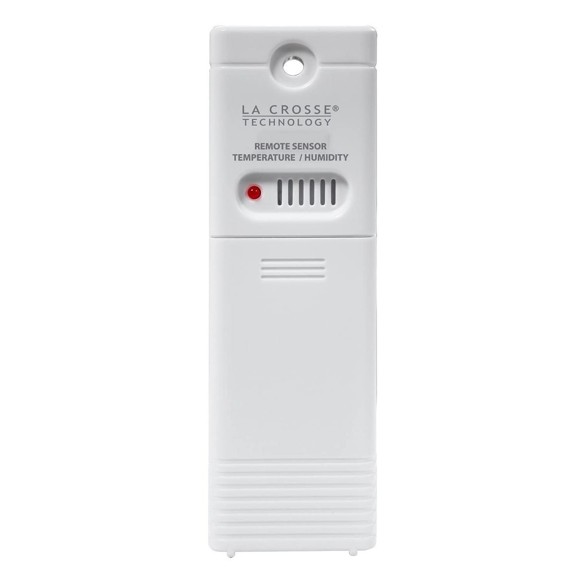 La Crosse outdoor temp-humidity sensor front view showing compact, weatherproof design