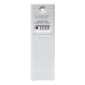 La Crosse outdoor temp-humidity sensor front view showing compact, weatherproof design
