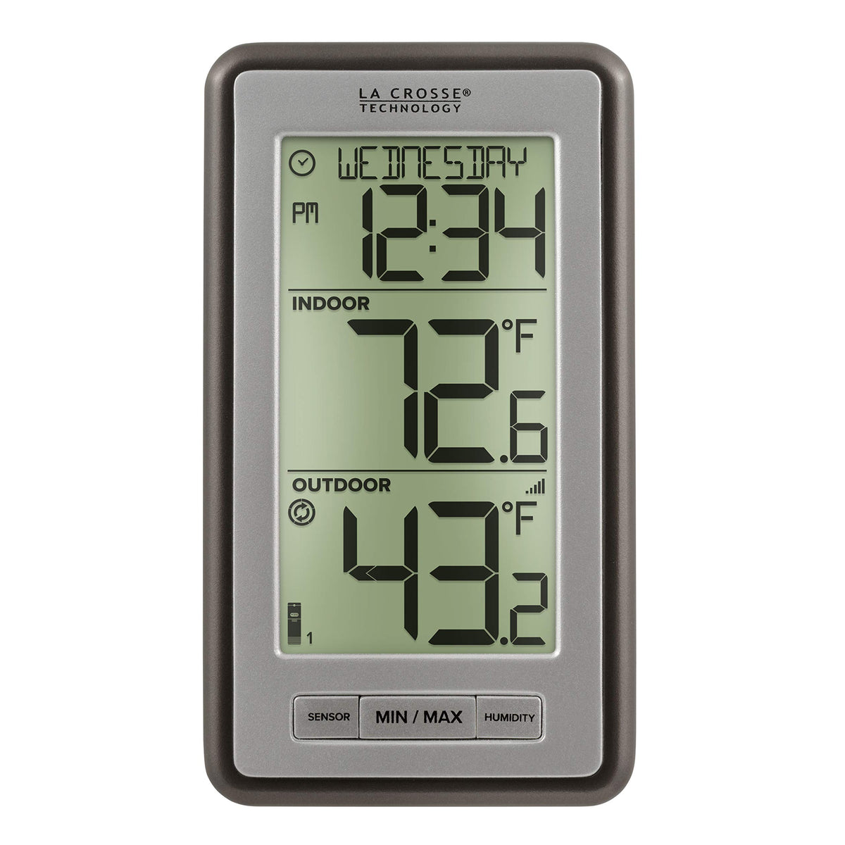 La Crosse WS-9160UV3 front display shows time and temperature clearly.