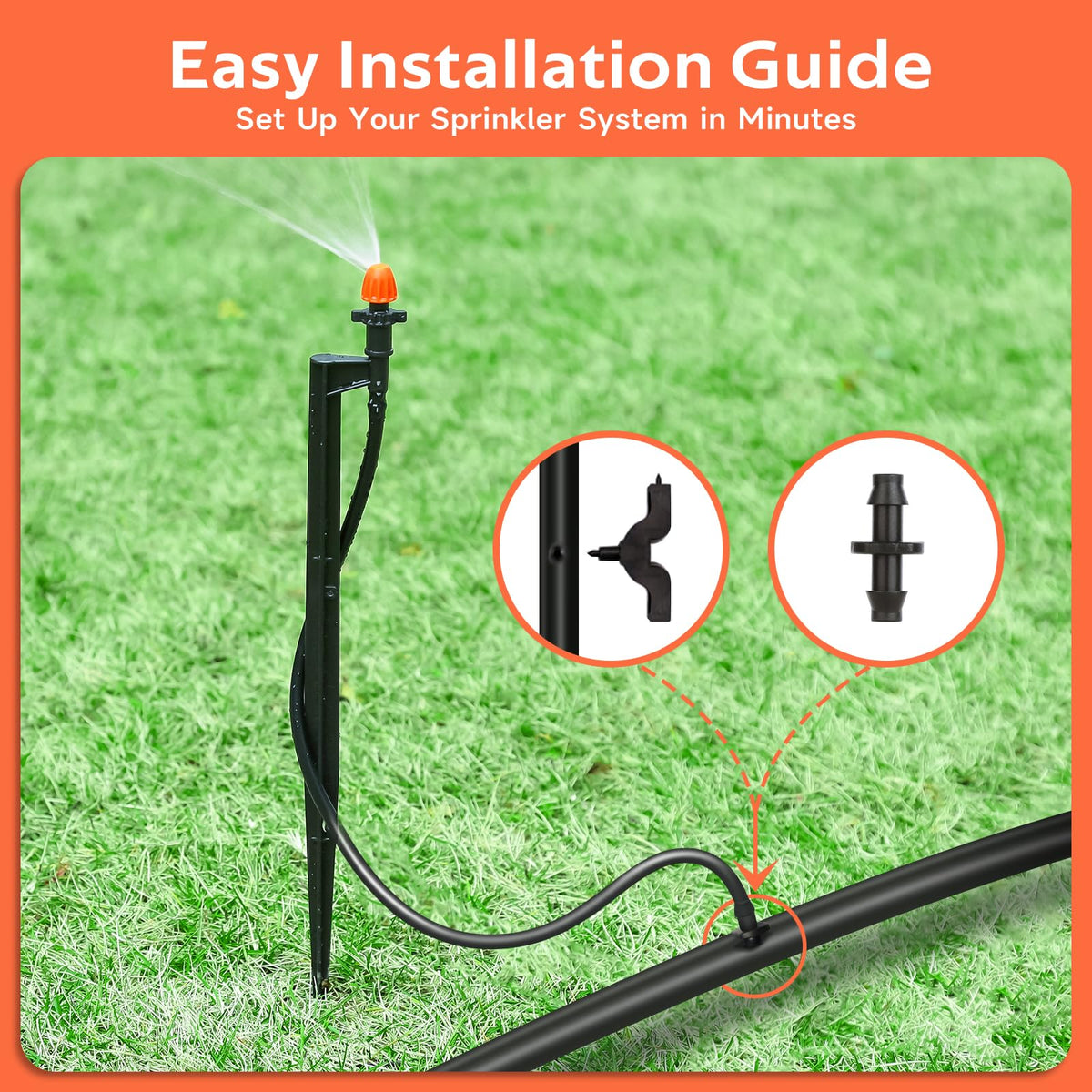La Farah drip emitter on 12-inch stake provides stable placement in soil
