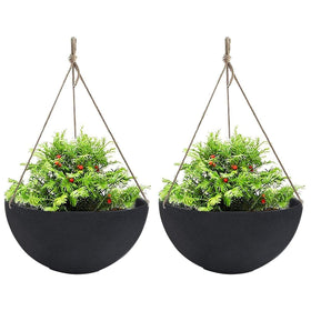 LA JOLIE MUSE hanging planter pair with 13.2 inch opening for outdoor greenery.
