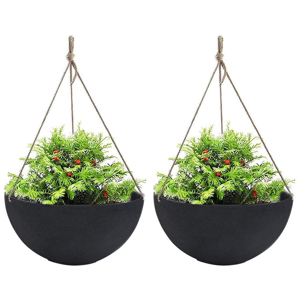 LA JOLIE MUSE hanging planter pair with 13.2 inch opening for outdoor greenery.