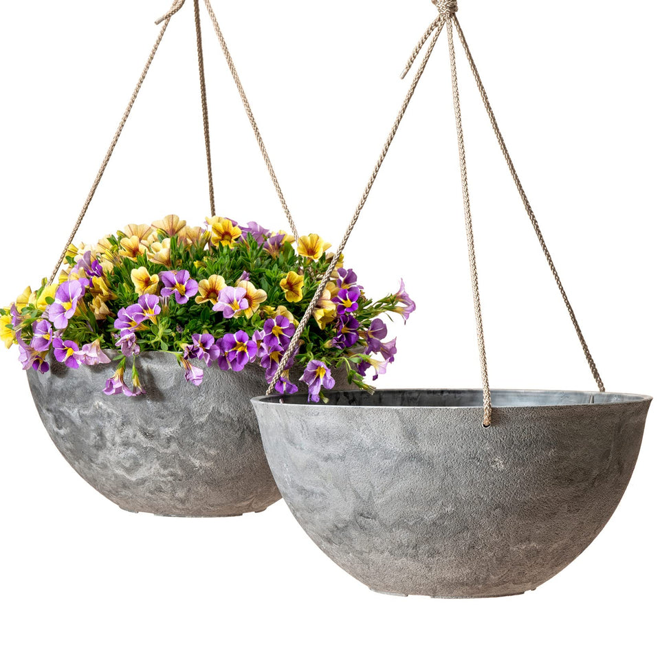 LA JOLIE MUSE large hanging planter in marble pattern, ideal for two plant displays
