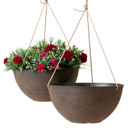 LA JOLIE MUSE large hanging planters in outdoor setup with 13-inch bowls for lush growth