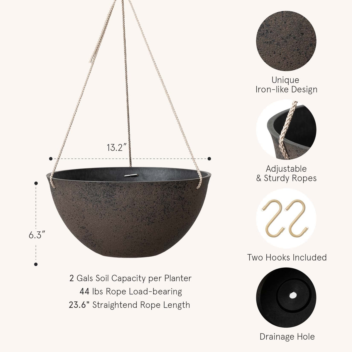 LA JOLIE MUSE two-pack hanging planters installed indoors for stylish greenery
