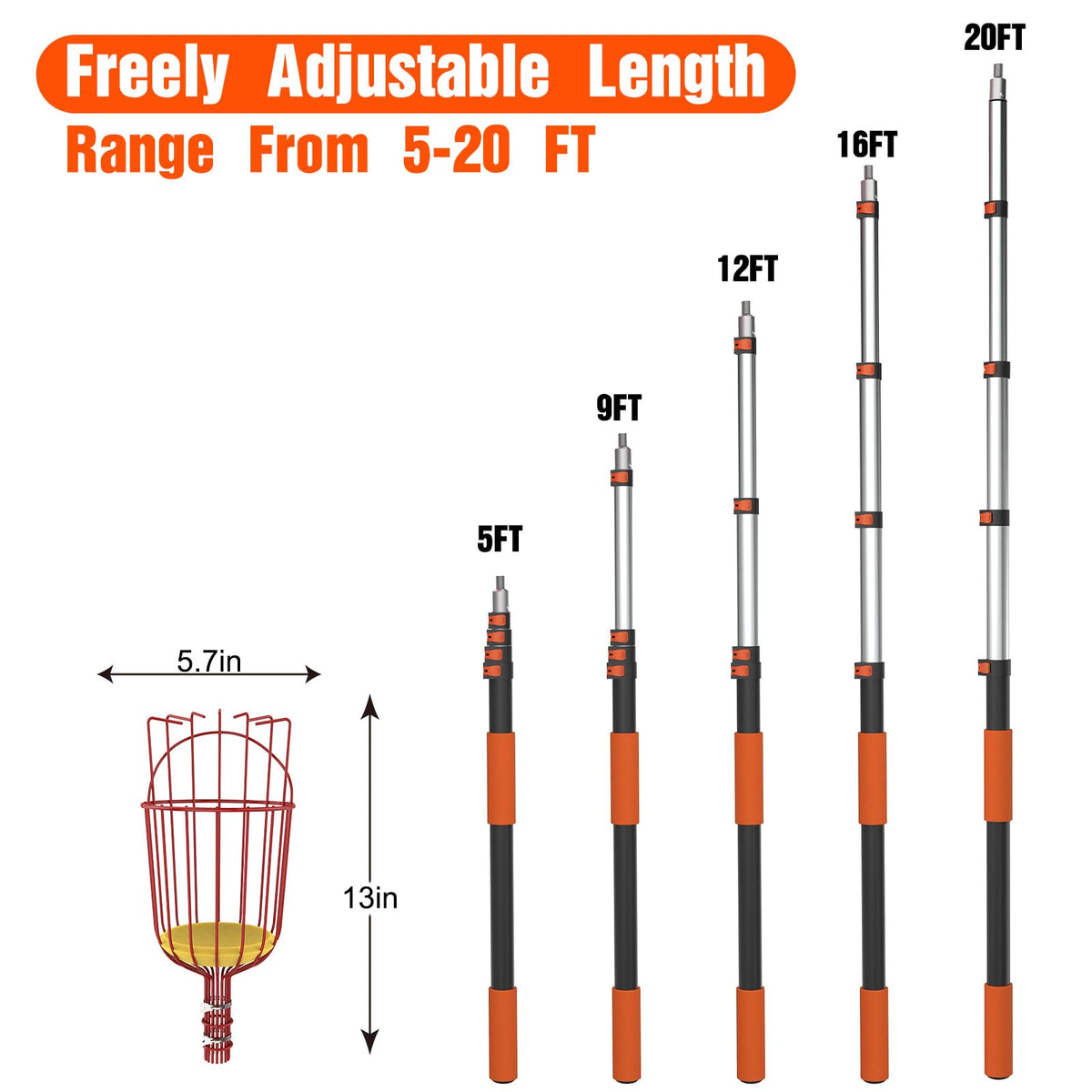 LAANPOLE 5 inch basket securely holds fruit during harvest.