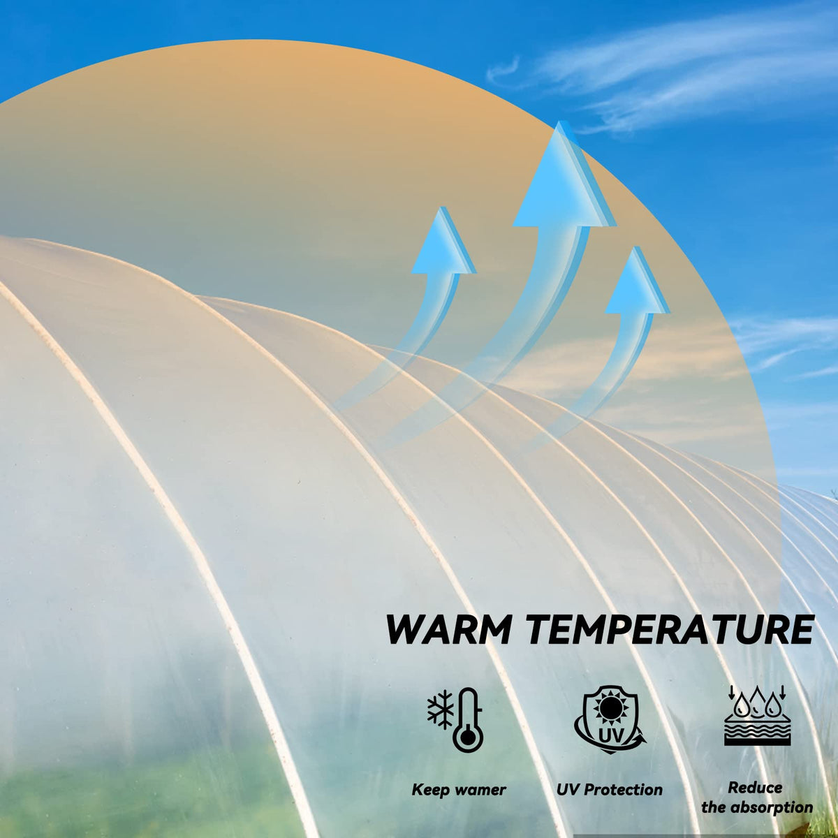 Laapee 12x25ft greenhouse film shows easy-cut panels for quick DIY installs.