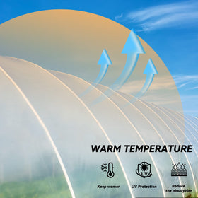Laapee 12x25ft greenhouse film shows easy-cut panels for quick DIY installs.