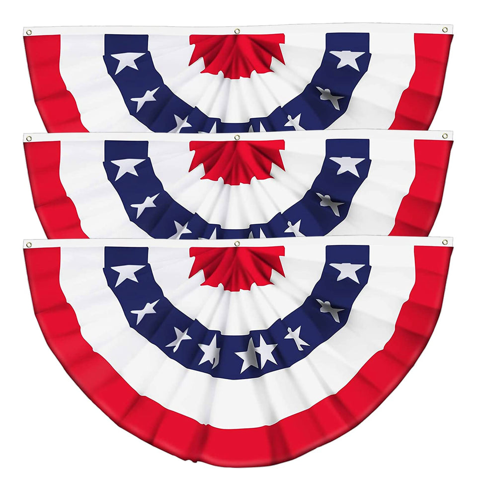 Labeol 3-pack American flag bunting banners for outdoor Independence Day decor