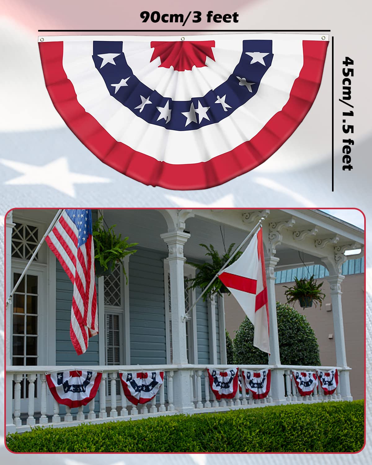 Labeol outdoor bunting banner with three grommets for easy mounting
