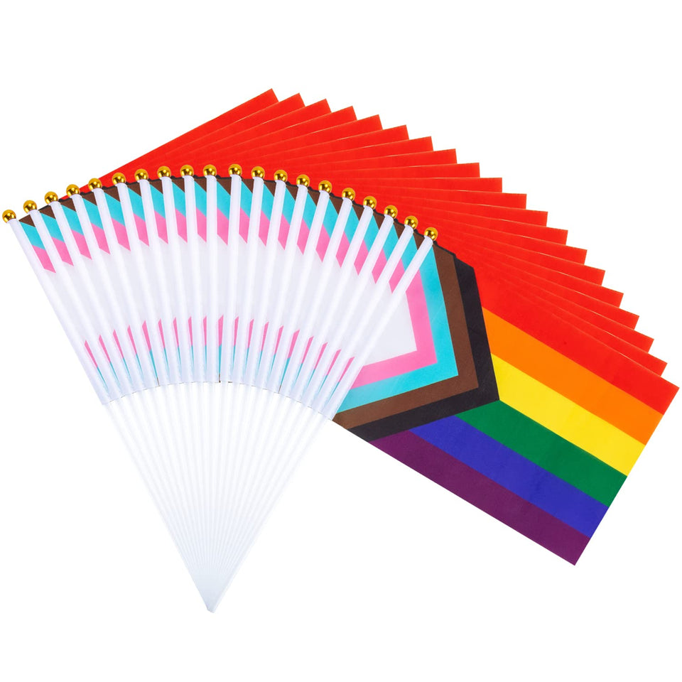 Labeol Pride flag on stick in bright colors for parades