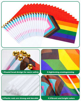 Labeol rainbow flag on stick packed for bulk events and giveaways