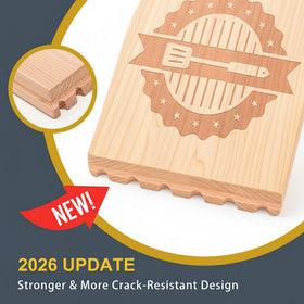 Laboos beech wood griddle cleaner handle shot highlighting natural finish and grip.
