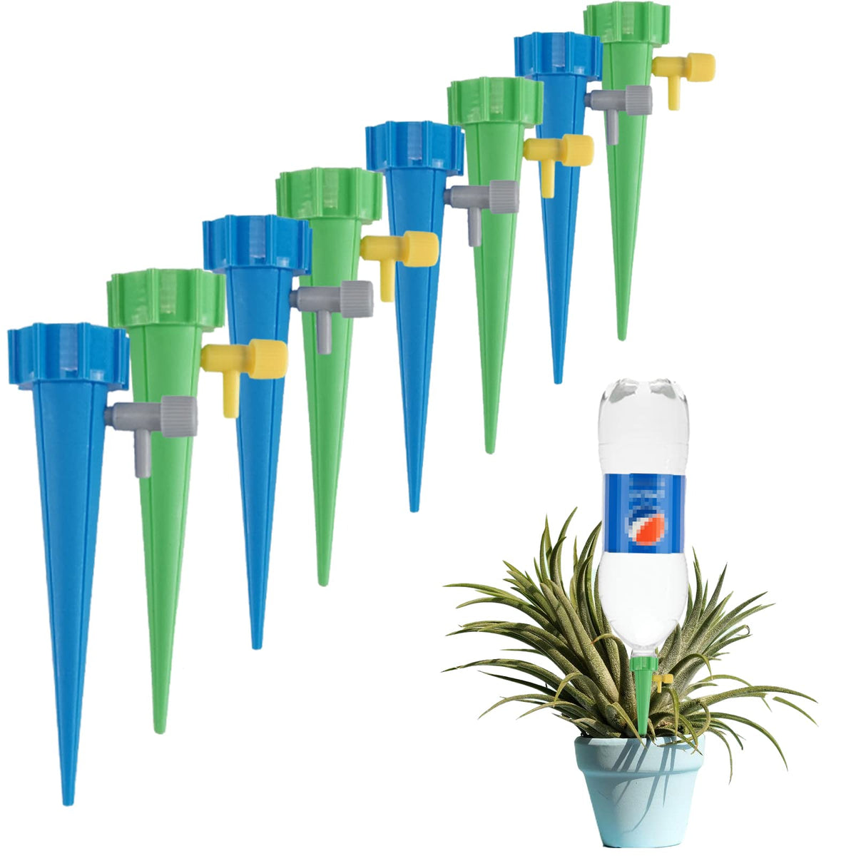 LABOTA self-watering spikes pack keeps plants hydrated with adjustable drip control.