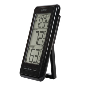 La Crosse 308-43647-INT wireless receiver shows calendar and clock at a glance.