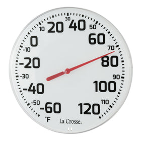La Crosse analog dial with red arrow allows quick temperature checks.
