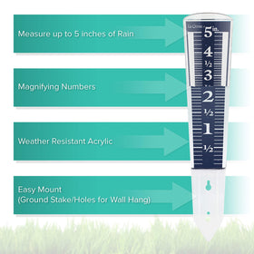 La Crosse rain gauge mounted on a post for easy yard rainfall monitoring.