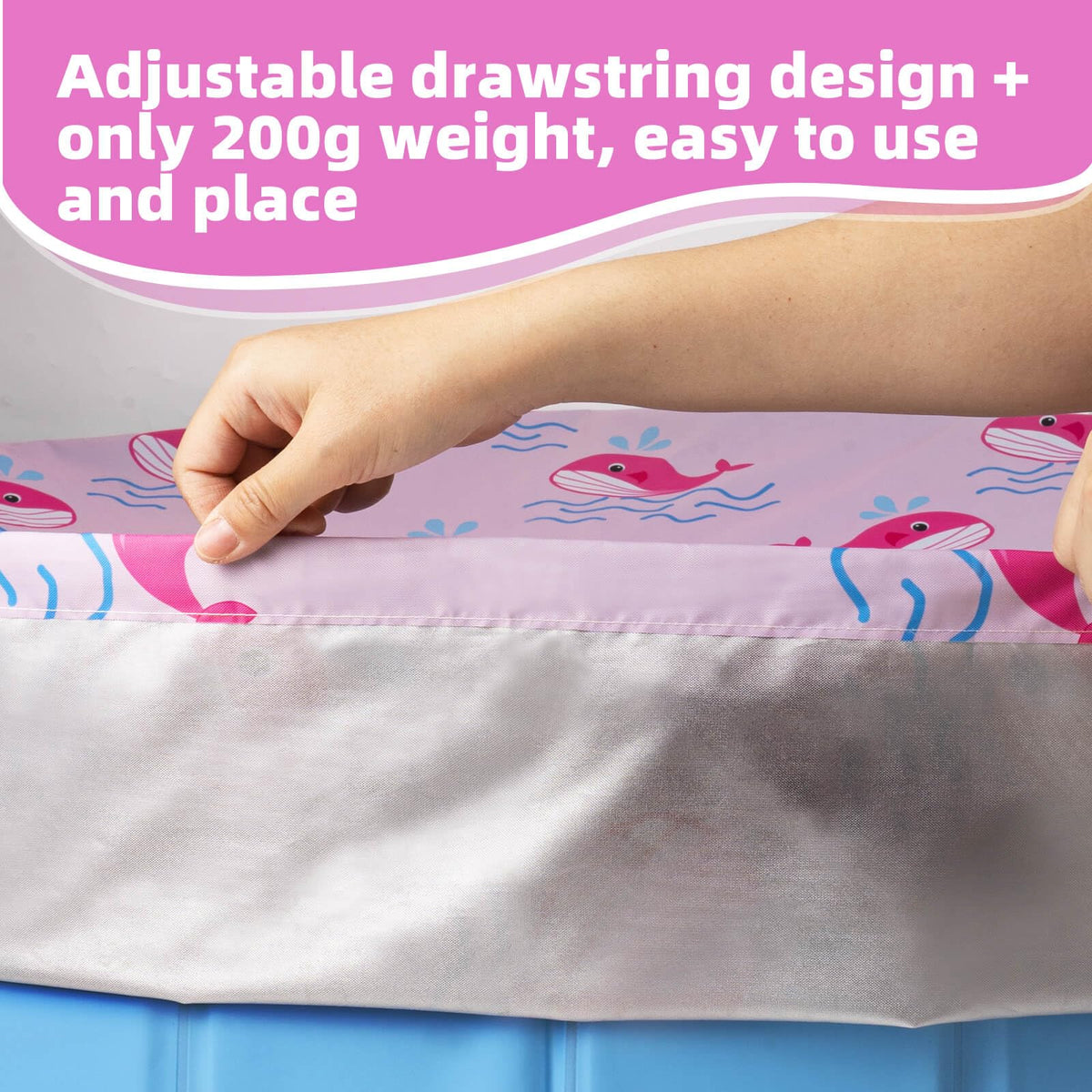 Ladadee drawstring-focused view demonstrates quick, snug fit and simple setup