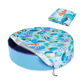 Ladadee ocean-pattern foldable pool cover for 32in pools, helps keep debris out.