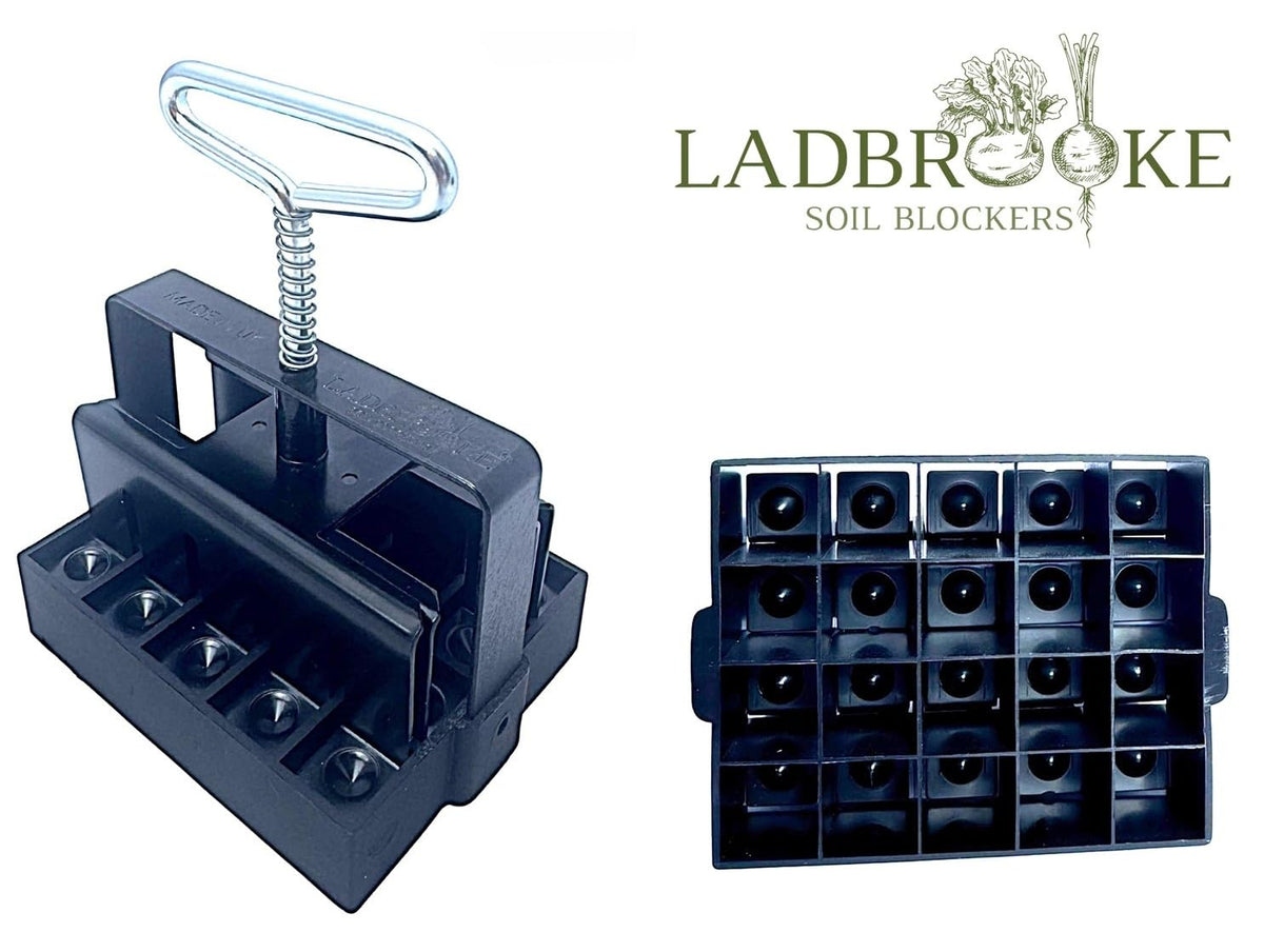 Ladbrooke Micro 20 with ejection handle discharges blocks for easy transplanting.