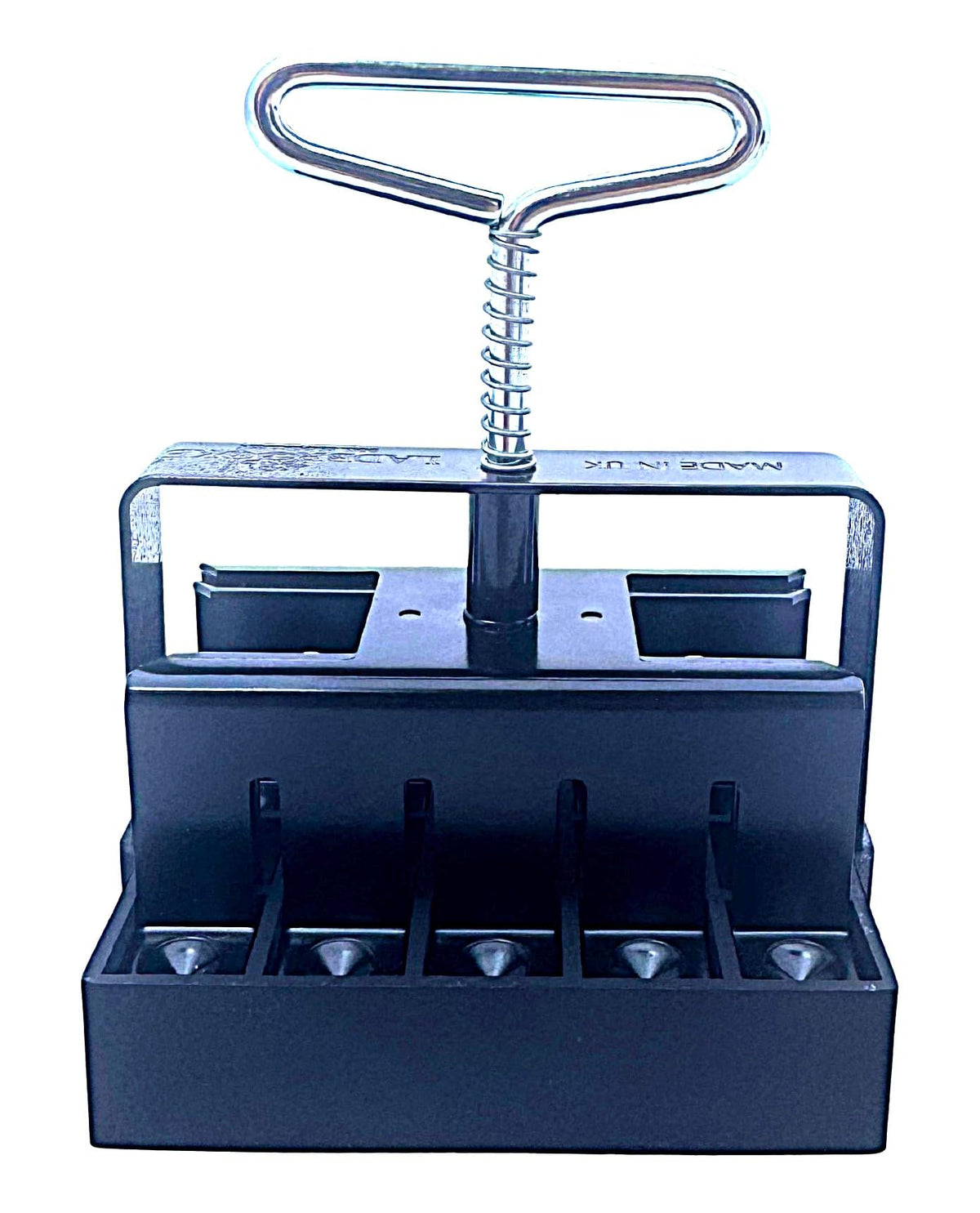 Ladbrooke Micro 20 block maker in use, showing compact 3/4-inch blocks for small seeds.