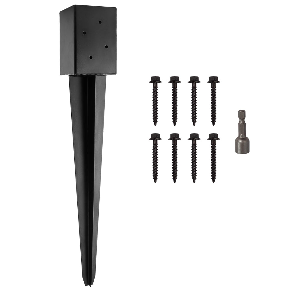 LADECH 4x4 post anchor in-ground view for quick, no-dig installation.